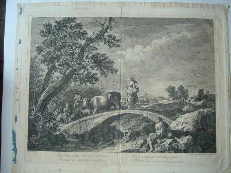 Paesaggio con pastori e gregge che attraversano un ponte - Pinacoteca Repossi, Chiari, Brescia